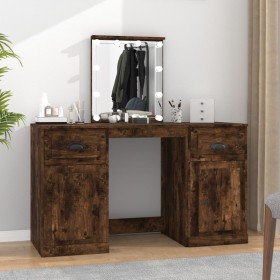 Dressing table with LED smoked oak color 130x50x132.5 cm by vidaXL, Bedroom Dressers - Ref: Foro24-3185348, Price: 169,57 €, ...