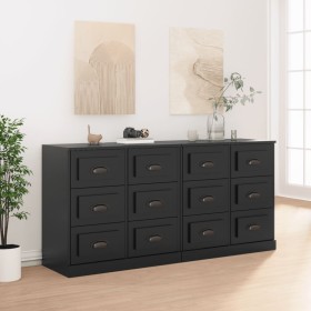 Sideboards 2 pcs black plywood by vidaXL, Sideboards - Ref: Foro24-3185280, Price: 207,62 €, Discount: %