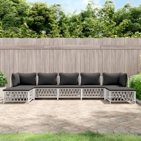 7-teiliges Gartenmöbel-Set und weiße Stahlkissen von vidaXL, Gartensets - Ref: Foro24-3186904, Preis: 491,70 €, Rabatt: %