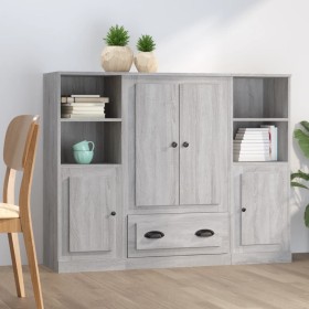 3-piece tall sideboard in Sonoma gray plywood by vidaXL, Sideboards - Ref: Foro24-3185325, Price: 208,99 €, Discount: %