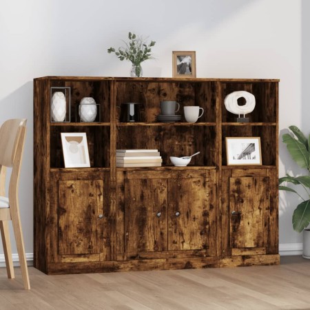 Tall smoked oak plywood highboard 3-piece set by vidaXL, Sideboards - Ref: Foro24-3185308, Price: 192,57 €, Discount: %