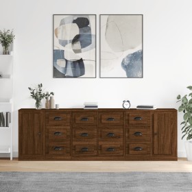 Sideboards 3 pieces oak brown plywood by vidaXL, Sideboards - Ref: Foro24-3185294, Price: 286,18 €, Discount: %