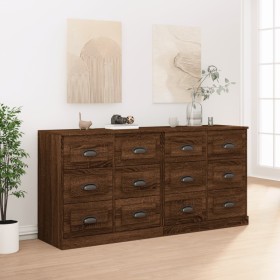 2 Stück Sideboards Sperrholz braune Eiche von vidaXL, Sideboards - Ref: Foro24-3185286, Preis: 250,31 €, Rabatt: %