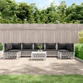 8-teiliges Gartenmöbel-Set mit Kissen aus weißem Stahl von vidaXL, Gartensets - Ref: Foro24-3186916, Preis: 579,99 €, Rabatt: %