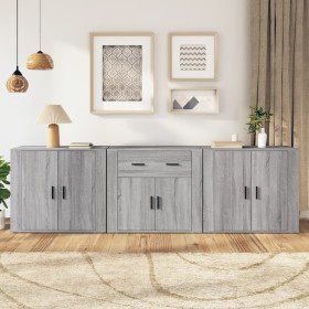 Aparadores 3 piezas madera contrachapada gris Sonoma de vidaXL, Aparadores - Ref: Foro24-3185421, Precio: 245,99 €, Descuento: %