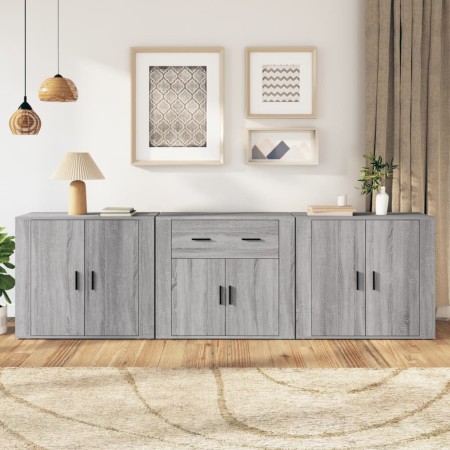 Sideboards 3 pieces Sonoma gray plywood by vidaXL, Sideboards - Ref: Foro24-3185421, Price: 255,69 €, Discount: %