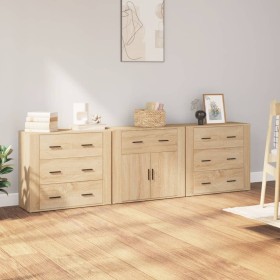 Sideboards 3 pieces plywood oak Sonoma color by vidaXL, Sideboards - Ref: Foro24-3185426, Price: 270,33 €, Discount: %