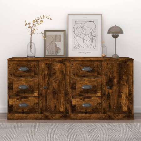 2-piece smoked oak plywood sideboards by vidaXL, Sideboards - Ref: Foro24-3185228, Price: 194,41 €, Discount: %