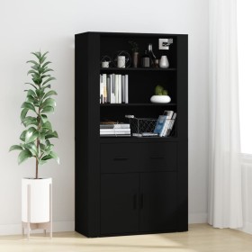 Tall black plywood sideboard by vidaXL, Sideboards - Ref: Foro24-3185376, Price: 138,99 €, Discount: %