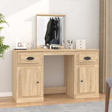 Dressing table with Sonoma oak mirror 130x50x132.5 cm by vidaXL, Bedroom Dressers - Ref: Foro24-3185338, Price: 160,31 €, Dis...