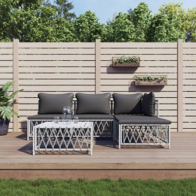 5-teiliges Gartenmöbel-Set und weiße Stahlkissen von vidaXL, Gartensets - Ref: Foro24-3186854, Preis: 335,99 €, Rabatt: %