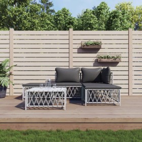 5-piece garden furniture set with white steel cushions by vidaXL, Garden sets - Ref: Foro24-3186850, Price: 317,87 €, Discoun...