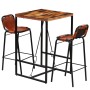 Bar furniture set 3 pieces recycled wood authentic goat leather by vidaXL, Furniture sets for kitchens and dining rooms - Ref...