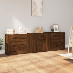 3-teilige Sideboards Sperrholz braune Eiche von vidaXL, Sideboards - Ref: Foro24-3185430, Preis: 236,94 €, Rabatt: %