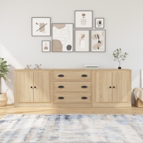 Sideboards 3 Stück Sonoma-Eichensperrholz von vidaXL, Sideboards - Ref: Foro24-3185218, Preis: 247,99 €, Rabatt: %