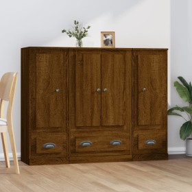 High sideboard 3 pieces oak brown plywood by vidaXL, Sideboards - Ref: Foro24-3185302, Price: 213,99 €, Discount: %