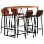 Bar furniture set 5 pieces recycled wood authentic goat leather by vidaXL, Furniture sets for kitchens and dining rooms - Ref...