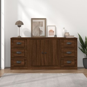 Sideboards 3 pieces plywood brown oak by vidaXL, Sideboards - Ref: Foro24-3185238, Price: 203,23 €, Discount: %