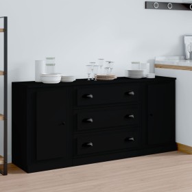 Aparadores 3 piezas madera contrachapada negro de vidaXL, Aparadores - Ref: Foro24-3185248, Precio: 168,99 €, Descuento: %