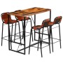 Bar furniture set 5 pieces recycled wood authentic goat leather by vidaXL, Furniture sets for kitchens and dining rooms - Ref...