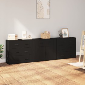 3 Stück Sperrholz Sideboards schwarz von vidaXL, Sideboards - Ref: Foro24-3185424, Preis: 239,99 €, Rabatt: %