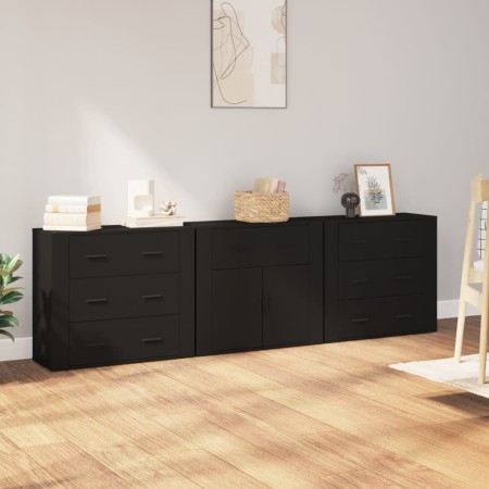 3 Stück Sperrholz Sideboards schwarz von vidaXL, Sideboards - Ref: Foro24-3185424, Preis: 248,12 €, Rabatt: %