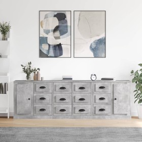 Sideboards 3 Stück betongraues Sperrholz von vidaXL, Sideboards - Ref: Foro24-3185291, Preis: 293,87 €, Rabatt: %