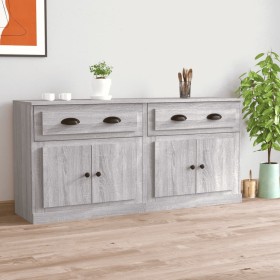 Aparadores 2 piezas madera contrachapada gris Sonoma de vidaXL, Aparadores - Ref: Foro24-3185269, Precio: 187,99 €, Descuento: %