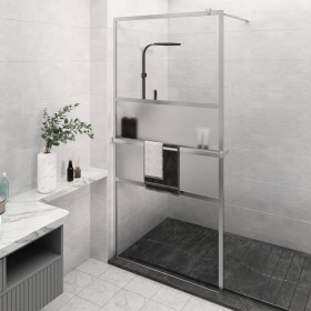 Shower screen with ESG glass shelf and chrome aluminum 115x195cm by vidaXL, Shower walls and screens - Ref: Foro24-3185504, P...