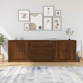 Sideboards 3 Stück Eichenbraunes Sperrholz von vidaXL, Sideboards - Ref: Foro24-3185222, Preis: 228,99 €, Rabatt: %