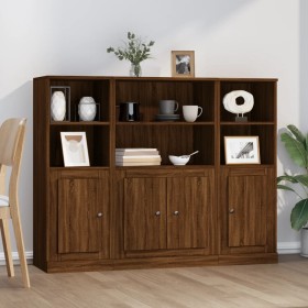 Hohes Sideboard aus 3-teiligem Eichenbraun-Sperrholz von vidaXL, Sideboards - Ref: Foro24-3185310, Preis: 195,35 €, Rabatt: %