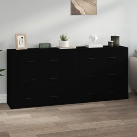 Aparadores 2 uds madera contrachapada negro de vidaXL, Aparadores - Ref: Foro24-3185408, Precio: 166,96 €, Descuento: %