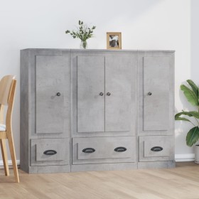 Tall highboard 3 pieces plywood gray concrete by vidaXL, Sideboards - Ref: Foro24-3185299, Price: 198,99 €, Discount: %