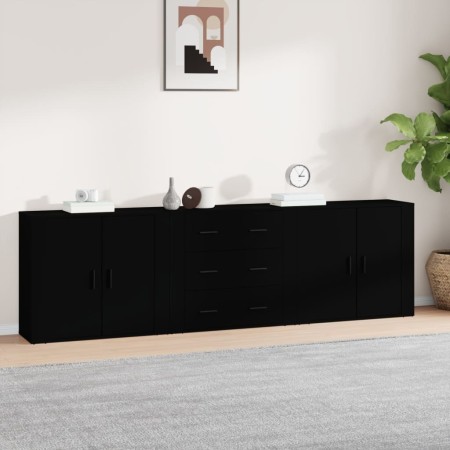 Sideboards 3 pieces black plywood by vidaXL, Sideboards - Ref: Foro24-3185400, Price: 236,72 €, Discount: %