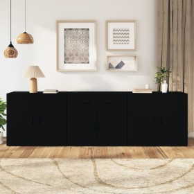 Aparadores 3 piezas madera contrachapada negro de vidaXL, Aparadores - Ref: Foro24-3185416, Precio: 232,99 €, Descuento: %