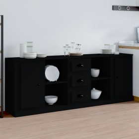 Sideboards 3 Stück schwarzes Sperrholz von vidaXL, Sideboards - Ref: Foro24-3185256, Preis: 159,99 €, Rabatt: %