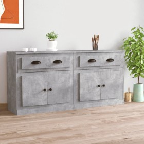 Aparadores 2 uds madera contrachapada gris hormigón de vidaXL, Aparadores - Ref: Foro24-3185267, Precio: 166,99 €, Descuento: %