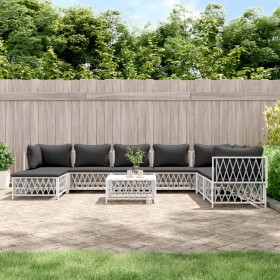 9-piece garden furniture set with cushions white steel by vidaXL, Garden sets - Ref: Foro24-3186914, Price: 646,71 €, Discoun...