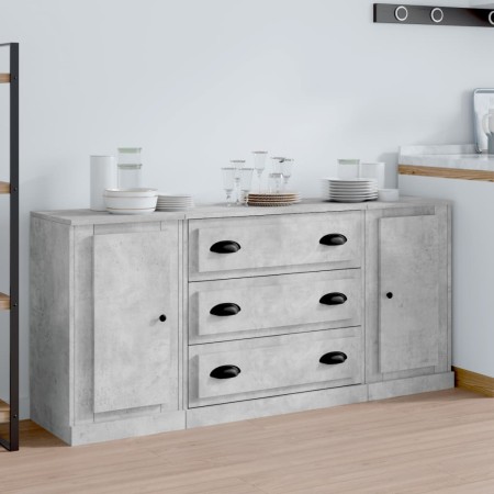 Sideboards 3 Stück betongraues Sperrholz von vidaXL, Sideboards - Ref: Foro24-3185251, Preis: 167,02 €, Rabatt: %