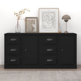 Sideboards 2 pcs black plywood by vidaXL, Sideboards - Ref: Foro24-3185224, Price: 173,95 €, Discount: %