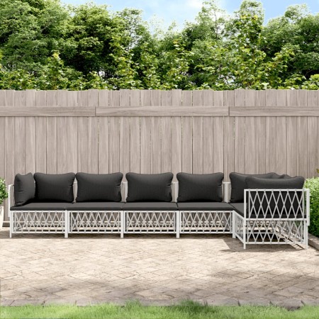 6-piece garden furniture set with cushions white steel by vidaXL, Garden sets - Ref: Foro24-3186876, Price: 469,61 €, Discoun...