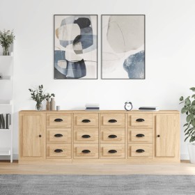 Sideboards 3 pieces plywood oak Sonoma color by vidaXL, Sideboards - Ref: Foro24-3185290, Price: 282,58 €, Discount: %