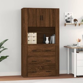 Tall oak brown plywood sideboard by vidaXL, Sideboards - Ref: Foro24-3185390, Price: 154,43 €, Discount: %