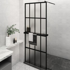 Shower screen with ESG glass shelf and black aluminum 80x195 cm by vidaXL, Shower walls and screens - Ref: Foro24-3185445, Pr...