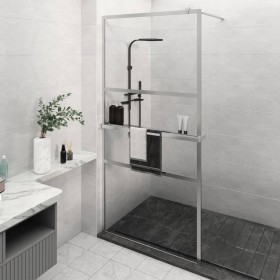 Shower screen with ESG glass shelf and chrome aluminum 115x195cm by vidaXL, Shower walls and screens - Ref: Foro24-3185503, P...