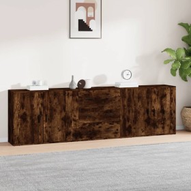 3-teilige Sideboards aus geräuchertem Eichensperrholz von vidaXL, Sideboards - Ref: Foro24-3185404, Preis: 262,75 €, Rabatt: %