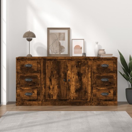 3-teilige Sideboards aus geräuchertem Eichensperrholz von vidaXL, Sideboards - Ref: Foro24-3185236, Preis: 204,11 €, Rabatt: %