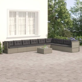 9-teiliges Gartenmöbel-Set und graue synthetische Rattankissen von vidaXL, Gartensets - Ref: Foro24-3187210, Preis: 754,99 €,...