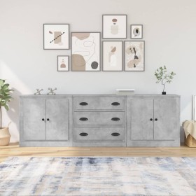 Sideboards 3 pieces plywood gray concrete by vidaXL, Sideboards - Ref: Foro24-3185219, Price: 243,99 €, Discount: %