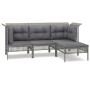 Set de muebles de jardín 4 pzas y cojines ratán sintético gris de vidaXL, Conjuntos de jardín - Ref: Foro24-3187501, Precio: ...